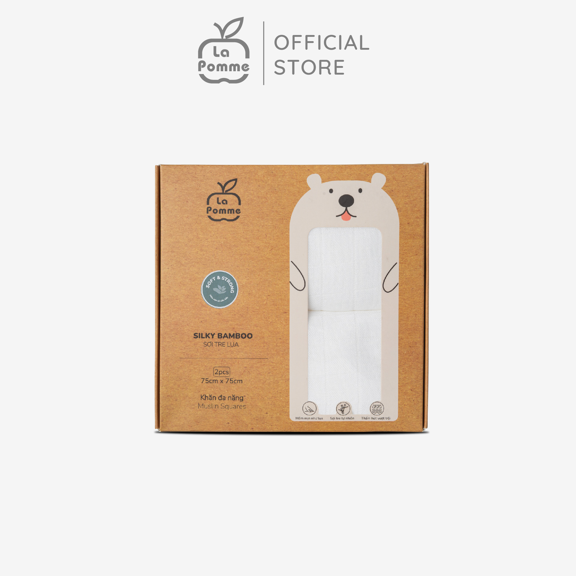 K002 Set 2 Khăn đa năng sợi tre lụa (75x75) La pomme