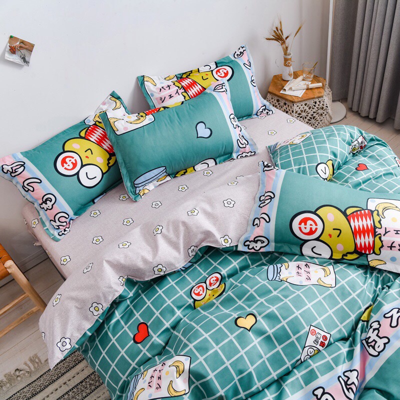 Trọn Bộ 4 Món Cotton Poly Nhập Mẫu ẾCH CHUỐI dễ thương