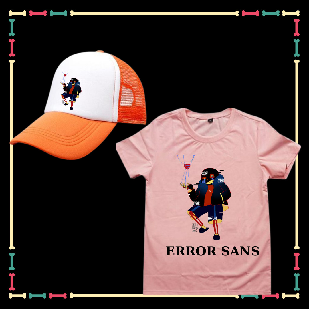 Combo Mũ+ Áo Error Sans siêu ngầu tay ngắn đủ màu sắc cho bé trai bé gái