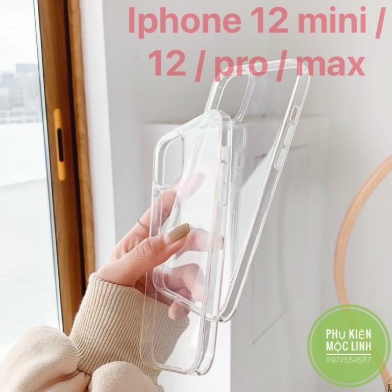 ⚡️ iphone 12 mini / 12 /pro / 12promax ⚡️ ốp silicon trong suốt siêu trong dẻo mỏng khoe máy