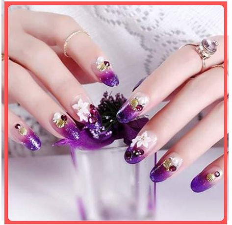 Bộ 24 Móng tay giả , nail giả A39 ,móng nhọn  ( Tặng kèm keo dán móng )