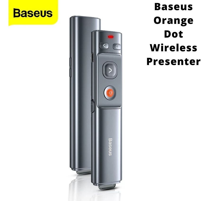 Bút Laser trình chiếu ACFYB Baseus Orange Dot Wireless Presenter cho Laptop/ Macbook (2.4Ghz USB/Type C Receiver, Wireless Remote Control, Red Laser Pointer/ Presenter)