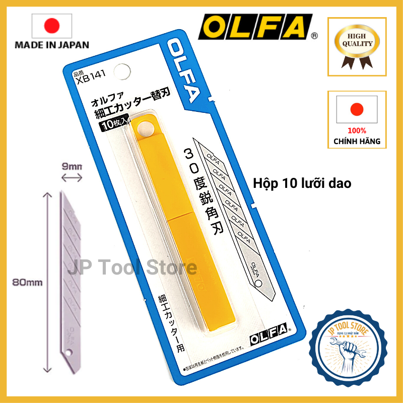 Dao cắt olfa 141b, bản 0.9cm, mũi nhọn 30 độ nhật bản