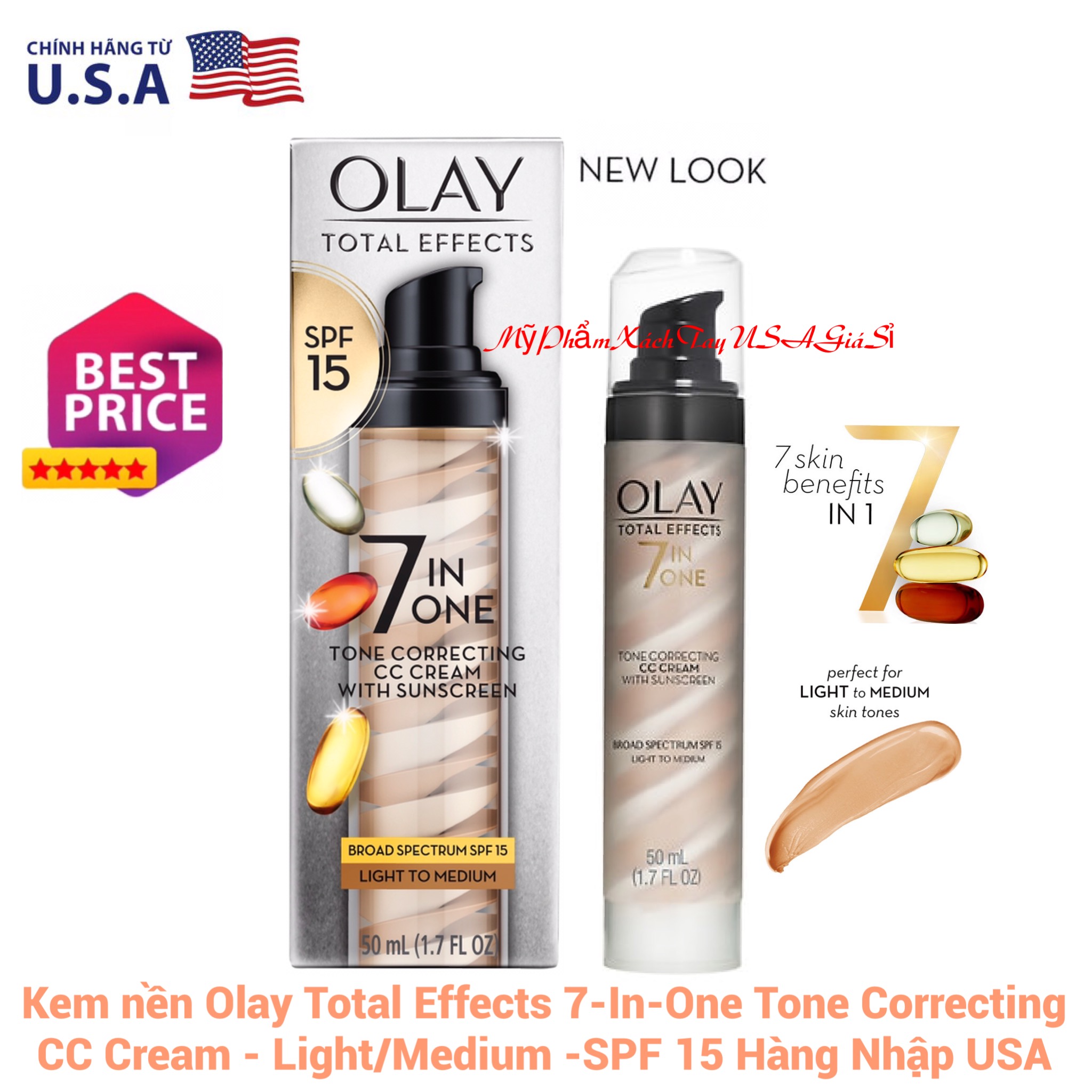 Kem nền Olay Total Effects CC Cream – 7 in One Tone Correcting Moisturizer with Sunscreen (Light to Medium)