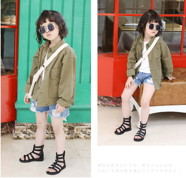 Giày chiến binh đen cho bé gái A001