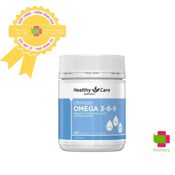 Viên uống Healthy Care Ultimate Omega 3 6 9, Úc (200v) làm đẹp da móng tóc, hỗ trợ tim mạch người lớn và trẻ trên 2 tuổi nhập khẩu