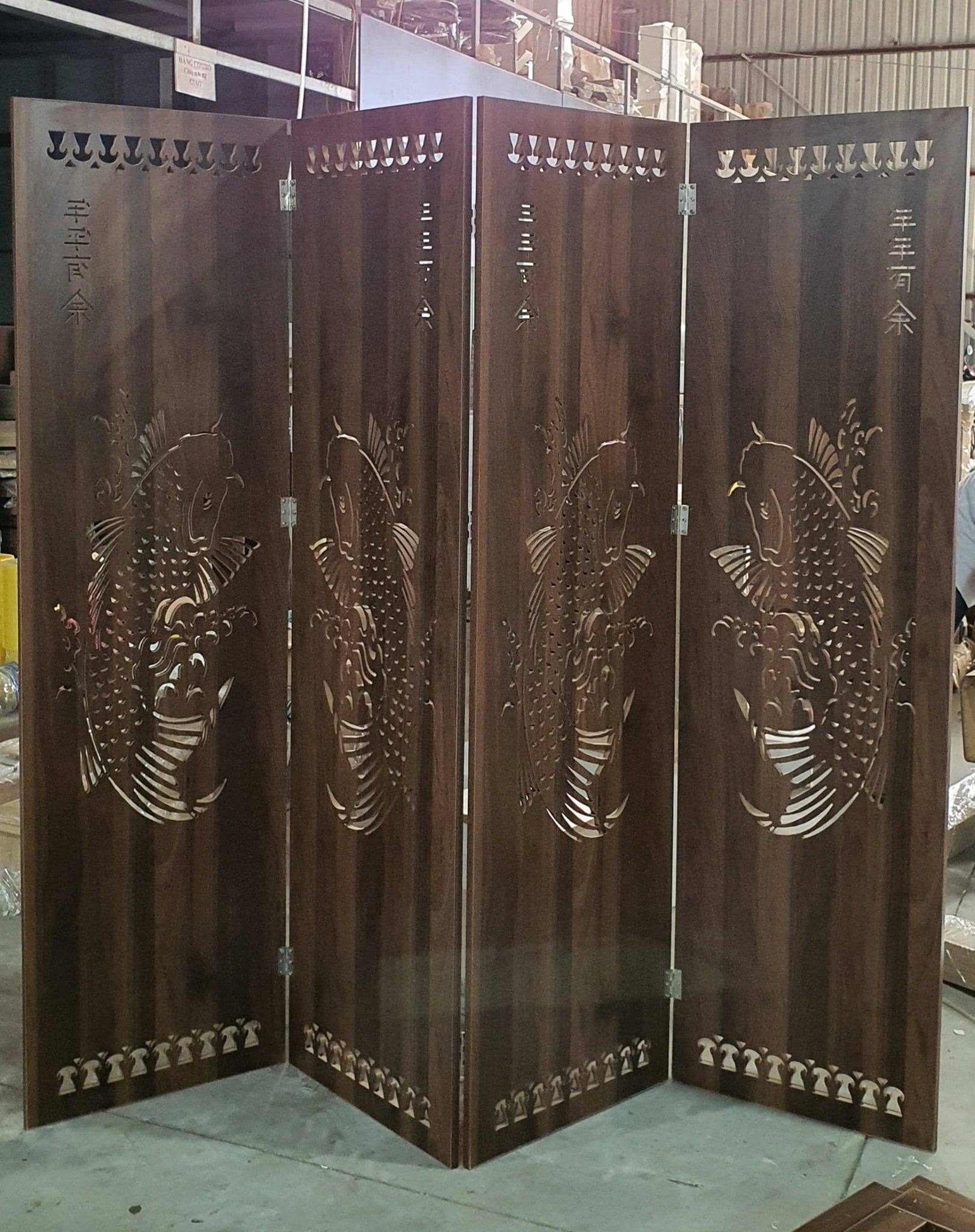 Bộ 4 Tấm Vách Bình Phong Cá Chép 180x200cm.