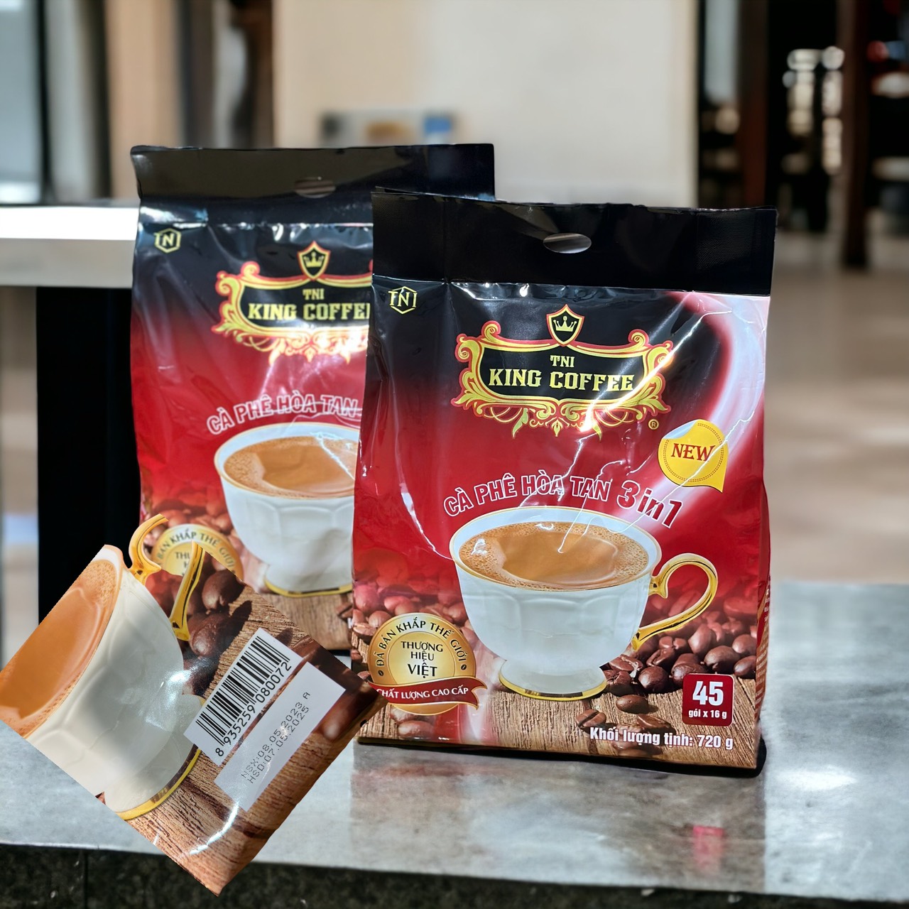CÀ PHÊ SỮA 45 GÓI KING COFFEE( LOẠI ÍT SỮA)