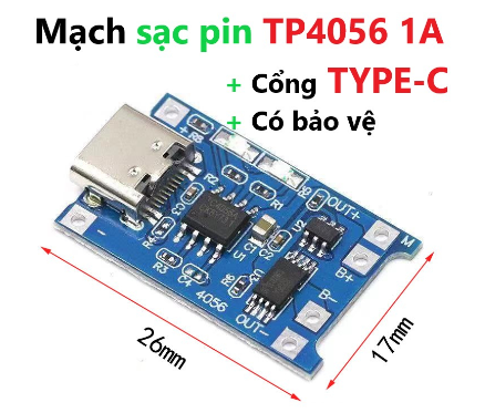 Mạch Sạc Pin TP4056 Cổng TYPE-C USB Có bảo vệ