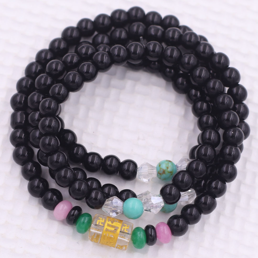 Round chain 108 Sunstone beads black size 6mm, 8mm-rosary chain feng shui-size suitable for male and female