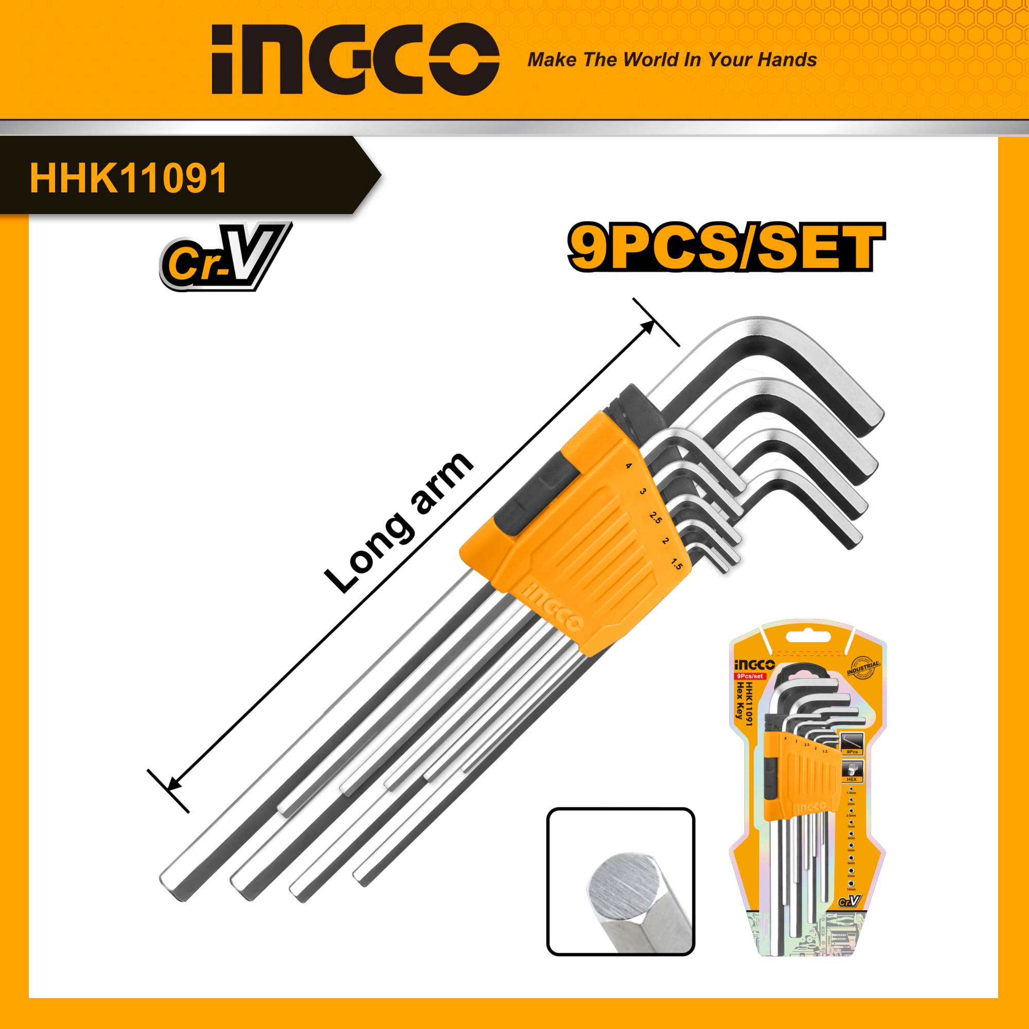 INGCO HHK11091 Bộ 9 chìa lục giác
