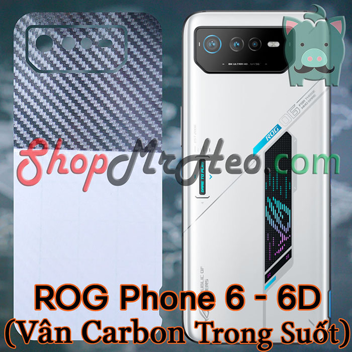Skin Dán Mặt Sau Lưng ROG Phone 6 - ROG 6 - ROG Phone 6D - ROG 6D (Carbon, Hình Hộp, Nhám, Vân Da, Nhôm Xước)