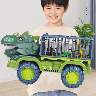 Xe đồ chơi khủng long chở thú, ô tô khủng long chở thú size đại dài 40cm thumbnail