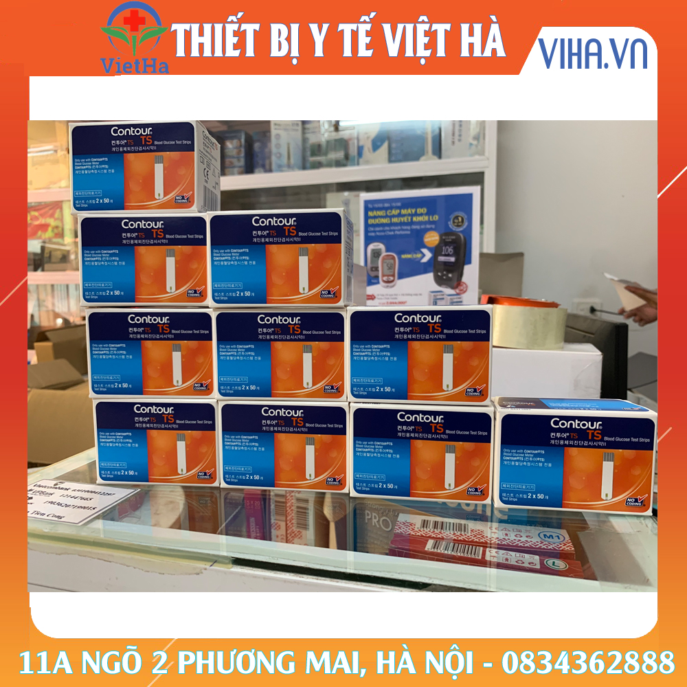 Que thử đường huyết contour ts hộp 100 que tặng kèm 50 kim