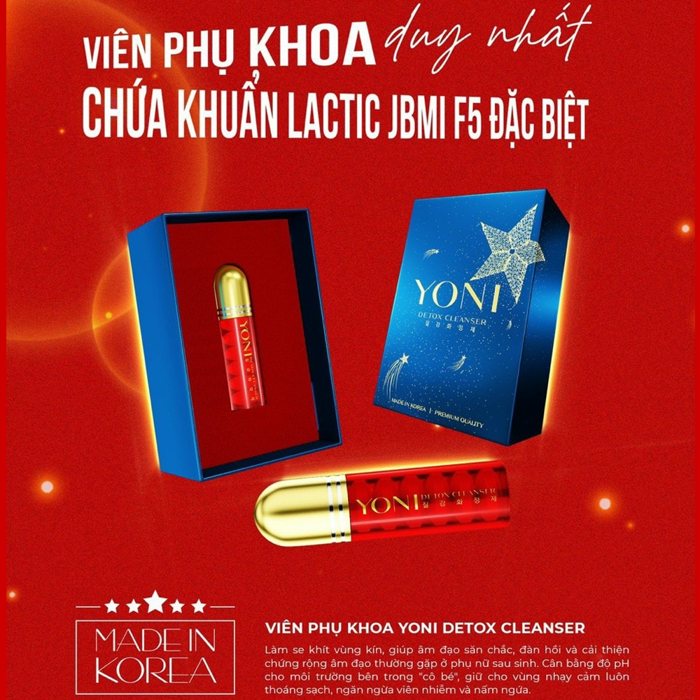 Viên đặt phụ khoa yoni detox cleanser hộp 6 viên 600g, dưỡng ẩm, sạch sâu, se khít