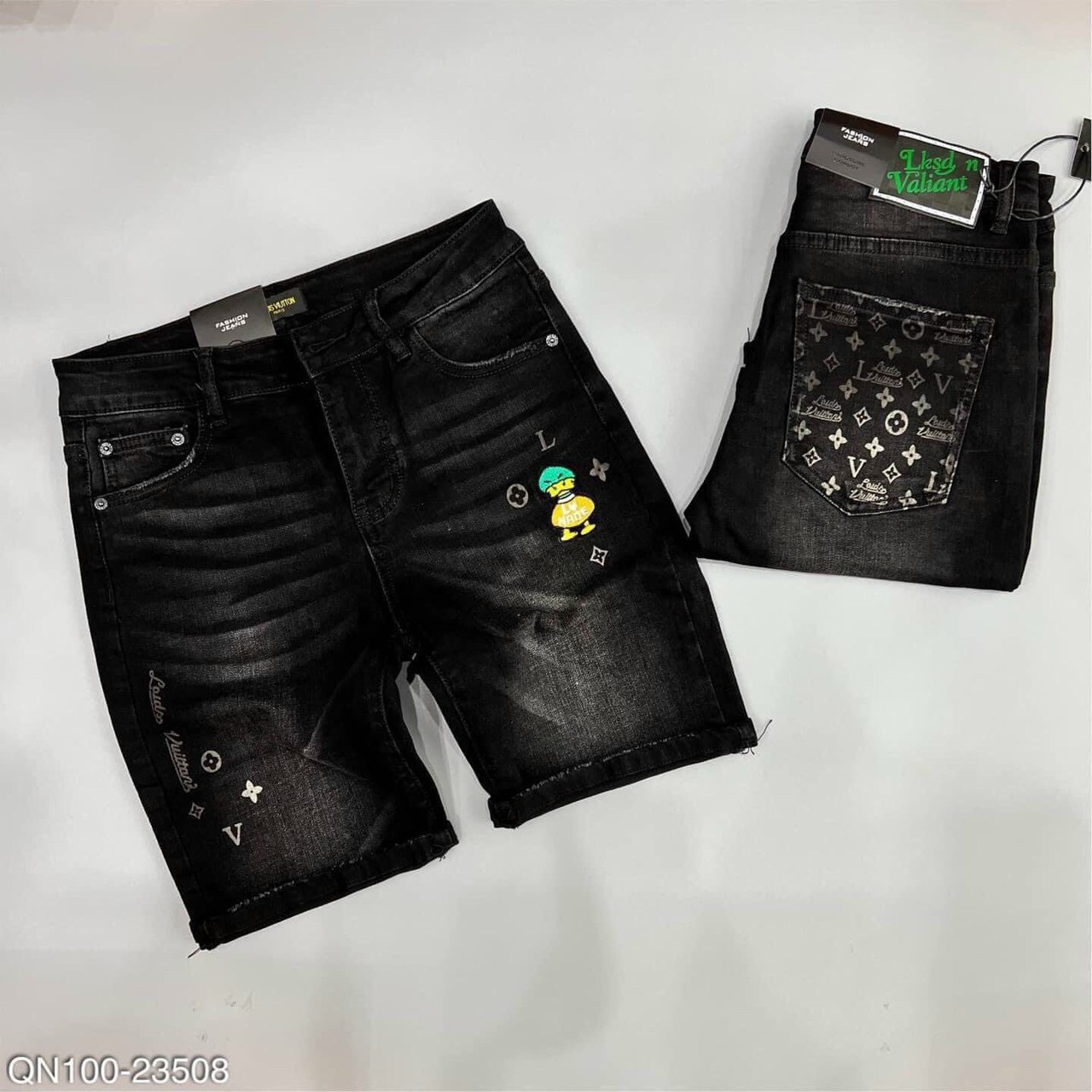 Quần short jean nam vải jean co dãn thêu chữ Thương thêu nổi thương hiệu rất đẹp mẫu mới hàng shop FASHION SHOP