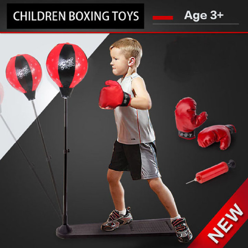Bộ Đồ Chơi Tập Boxing Cho Bé/Đồ chơi thể thao trẻ em đấm bốc (Red)- bộ đồ chơi tập phản xạ cho bé