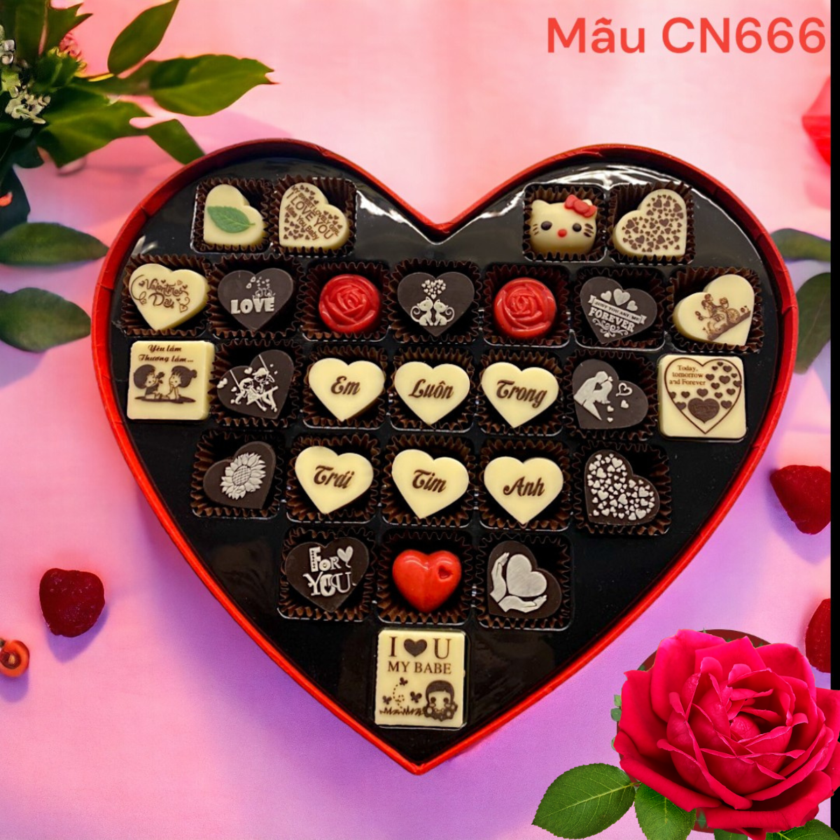 (TẶNG TÚI XÁCH SANG TRỌNG) Socola valentine cao cấp