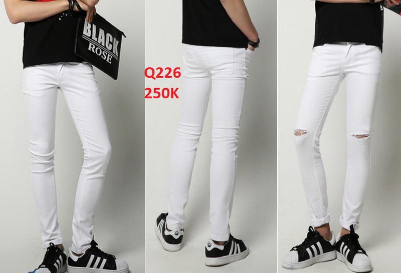 Quần jean côn skinny rách gối