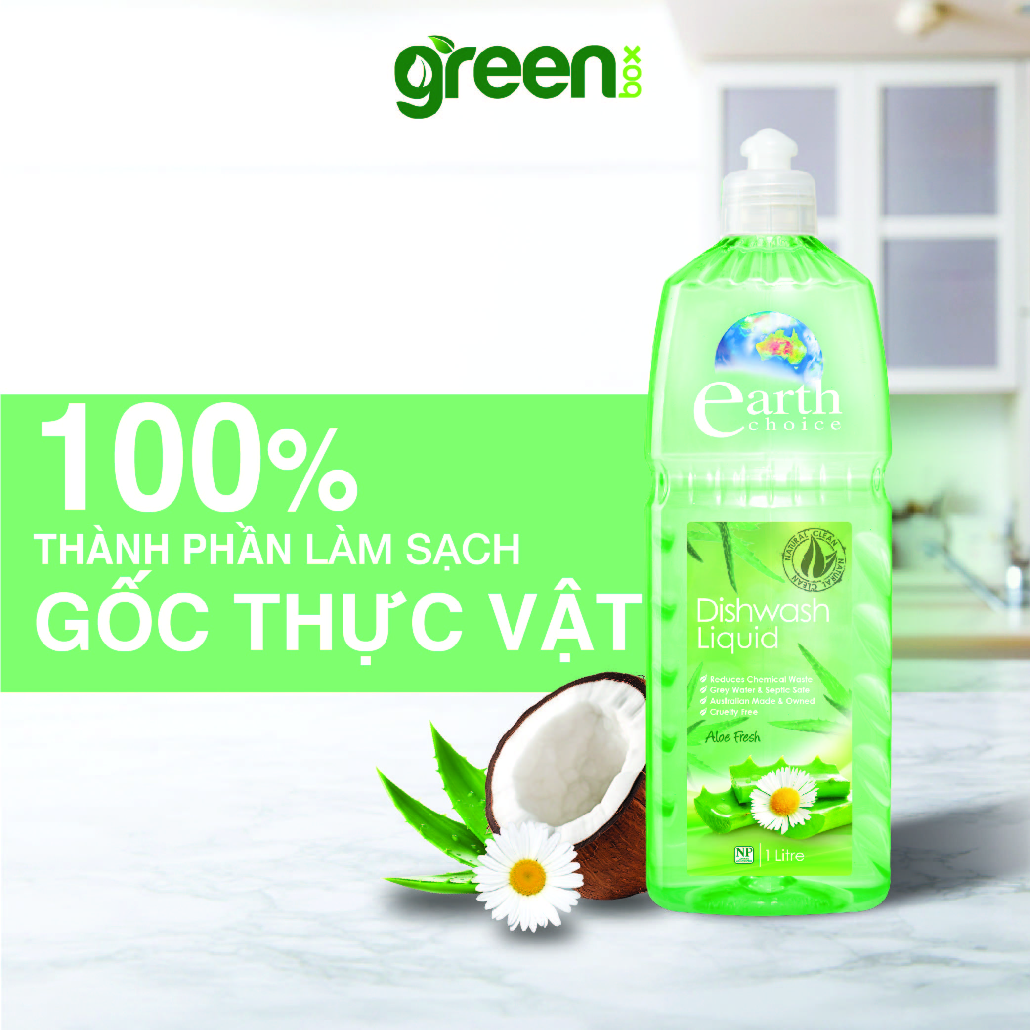 Nước rửa chén bát đậm đặc hữu cơ Earth Choice - 1 Lít - NK Úc