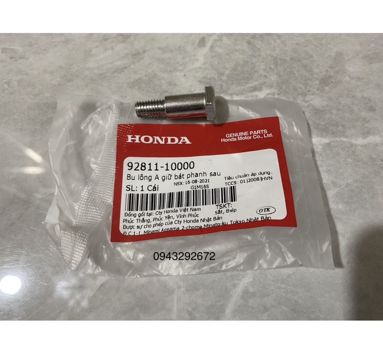 Bu Lông A Giữ Bát Phanh Sau Wave, Dream... Honda ( 9281110000 )