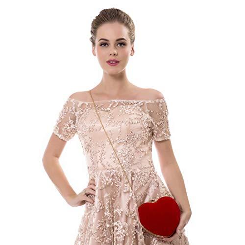 HOLILA Hình trái tim nữ Mini Qute nhỏ Ly hợp đáng yêu Túi đeo vai Messenger Túi xách buổi tối Tiệc vũ hội Túi xách tay hàng đầu # FB-35