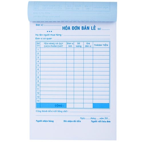10 cuốn hóa đơn 1 liên giấy trắng - 100 tờ