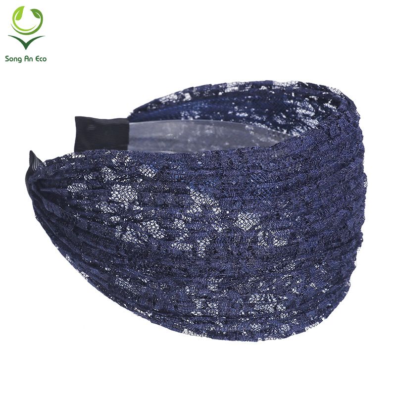 (5 màu) Bờm cài tóc bản to ren hoa dễ thương BN126