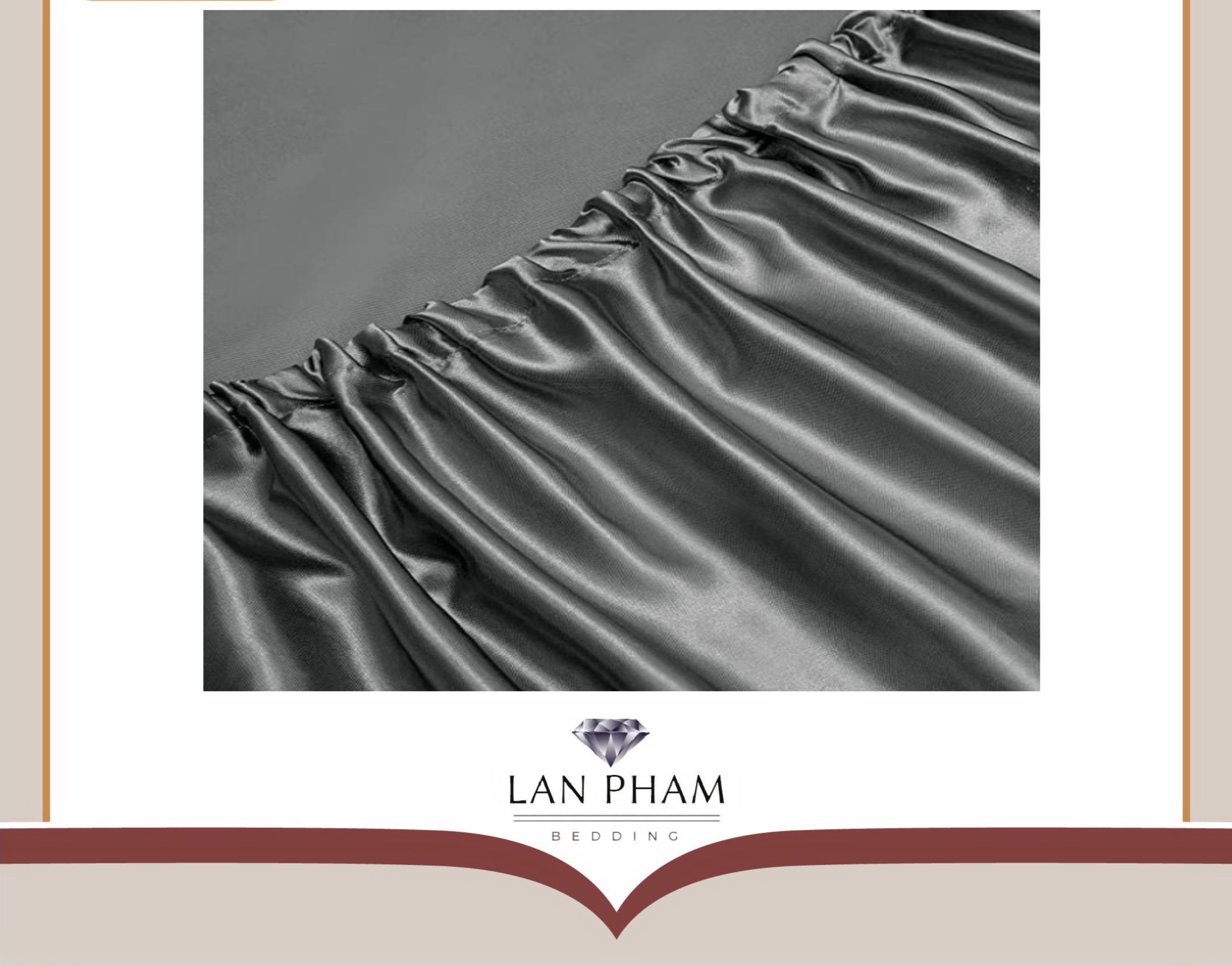 Ga - Drap Giường Lẻ Phi Lụa Màu Xám Đậm Lan Pham Bedding Mềm Mại, Êm Ái