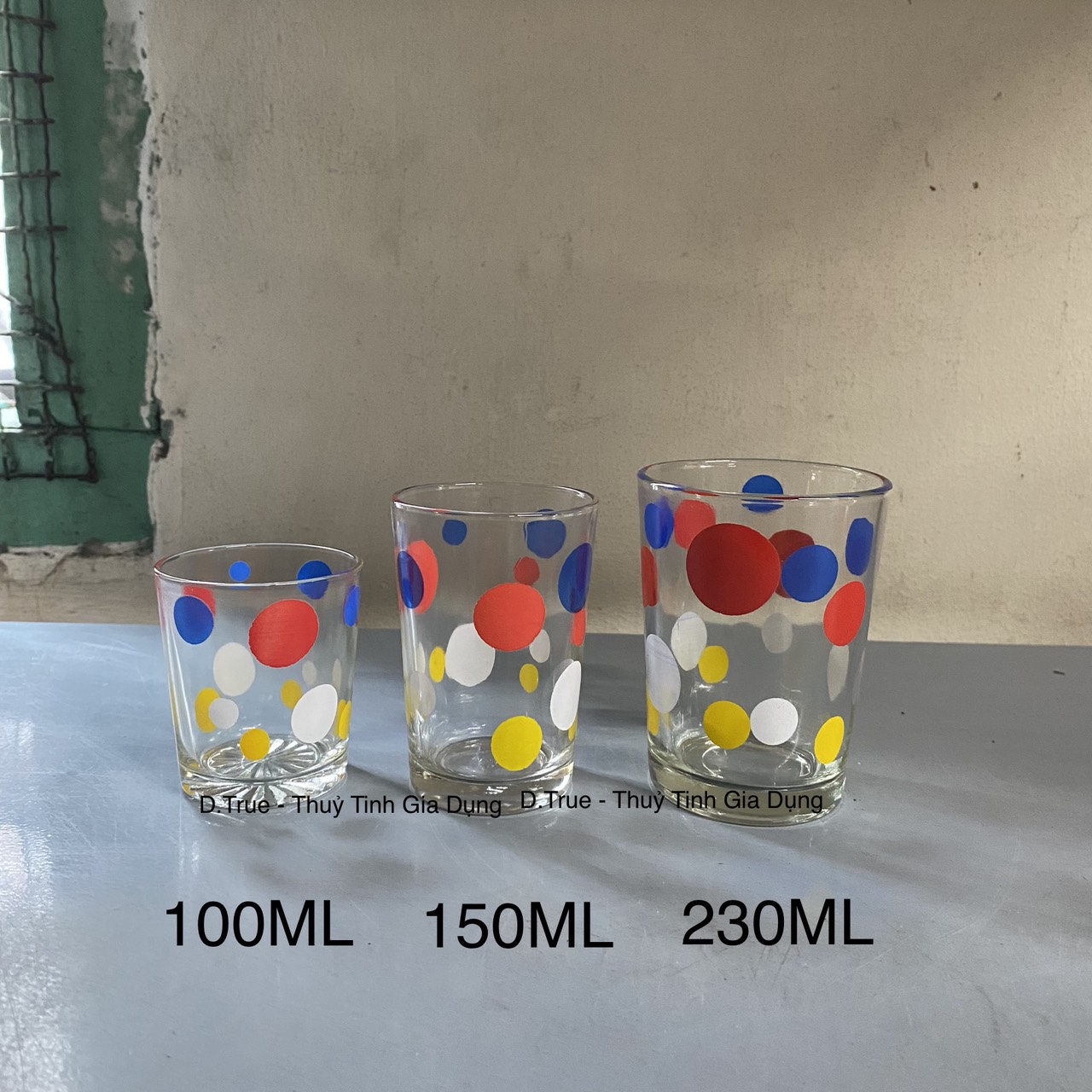 Bộ 10 Ly Thủy Tinh Chấm Bi 150ML ( F5 Bi TVP)
