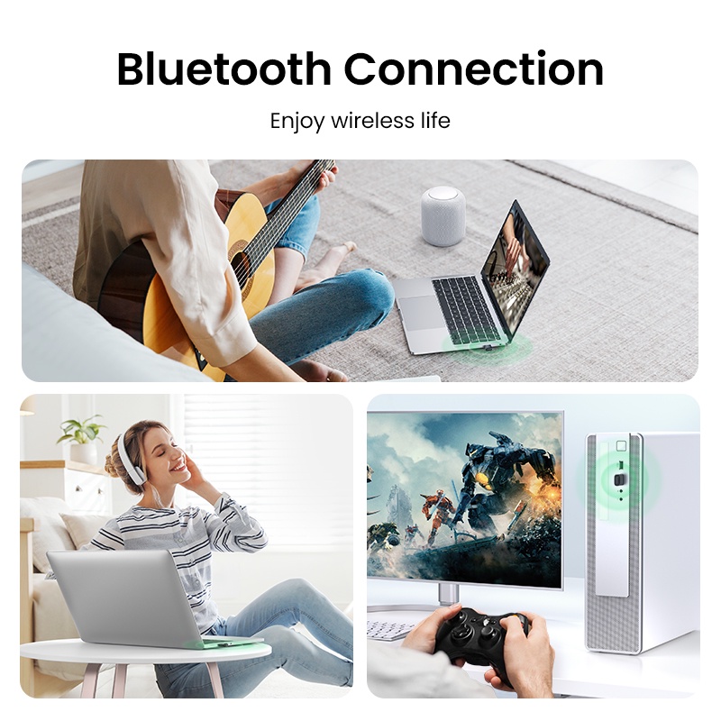 USB UGREEN Bluetooth 5.3 cho PC Windows 11 10 8.1 Truyền Xa 20 Mét