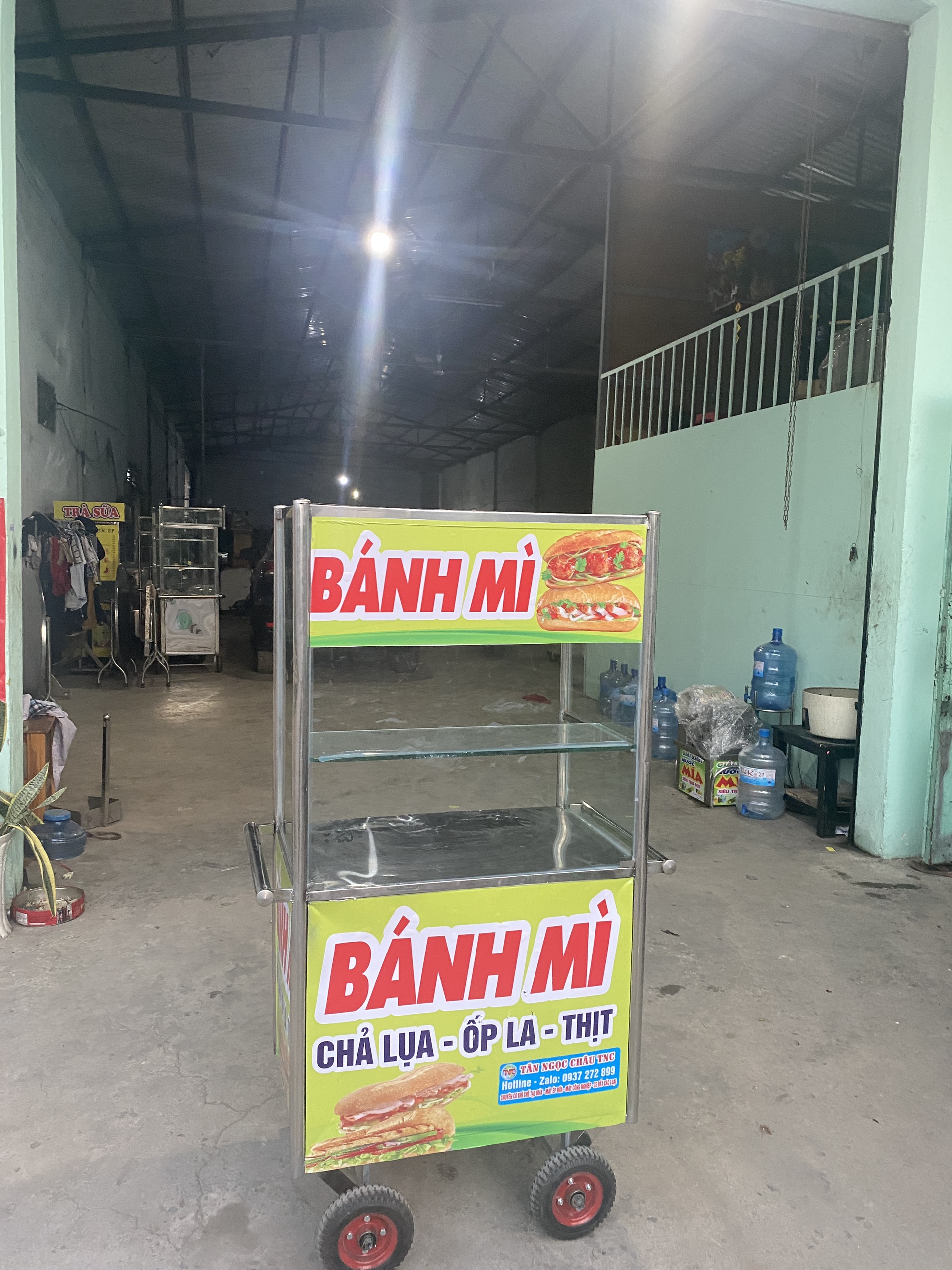 Xe bánh mì nhỏ gọn giá hạt rẻ inox tân ngọc châu 0937.272.899