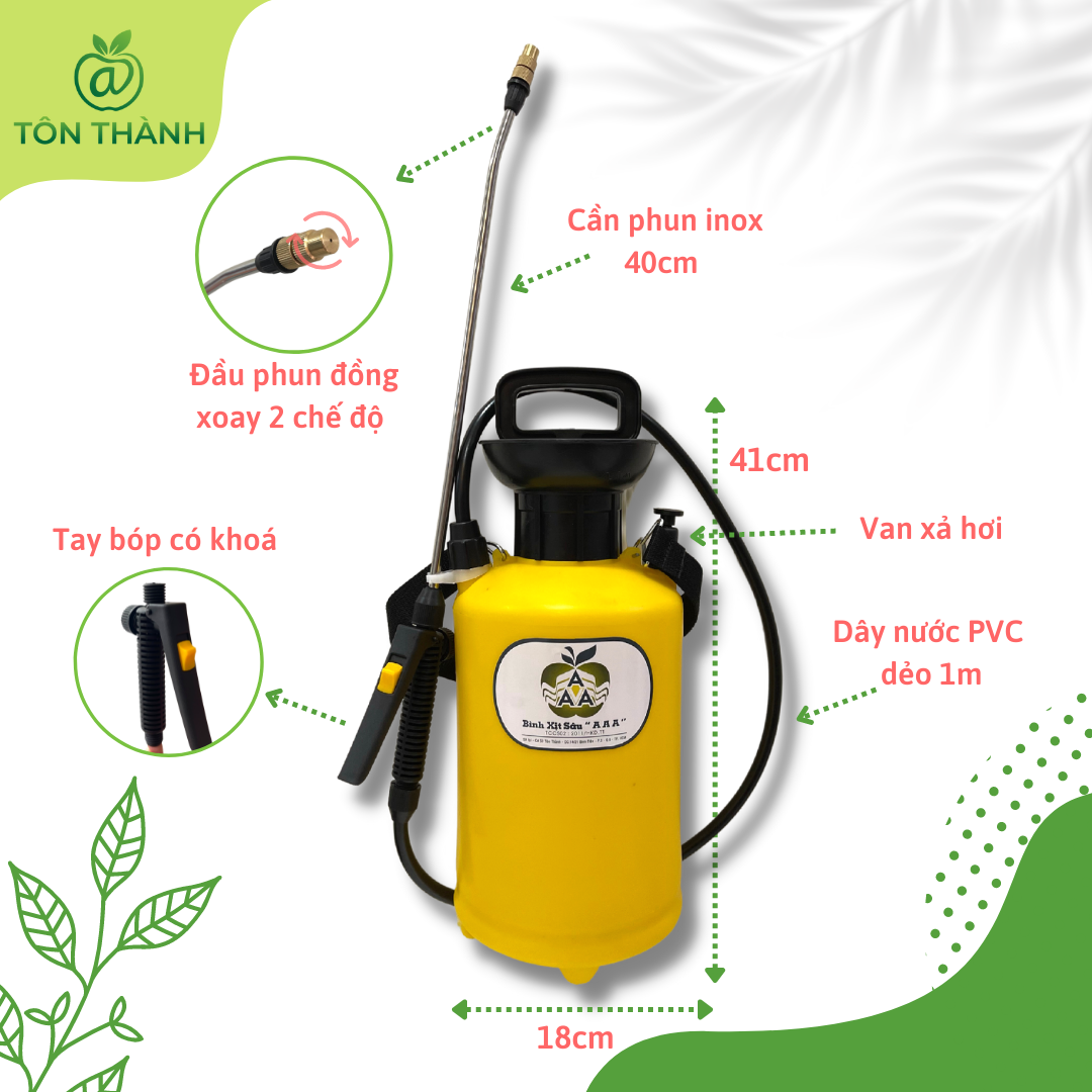 BÌNH XỊT TƯỚI CÂY 5L 8L AAA ( BÉC ĐỒNG PHUN SƯƠNG , NHỰA CAO CẤP )