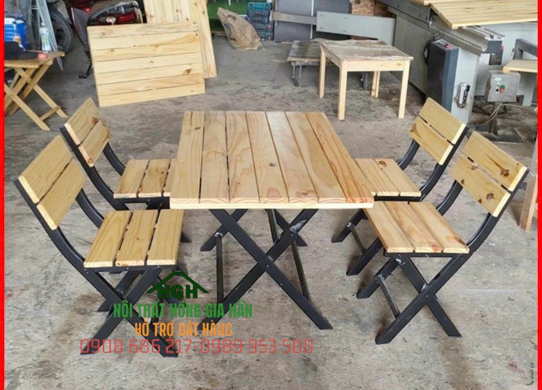 Bàn ghế cafe chân xếp HGH120