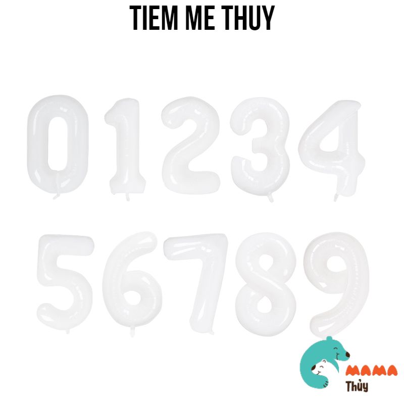 Bóng số trang trí sinh nhật màu trắng phong cách Hàn Quốc (32")