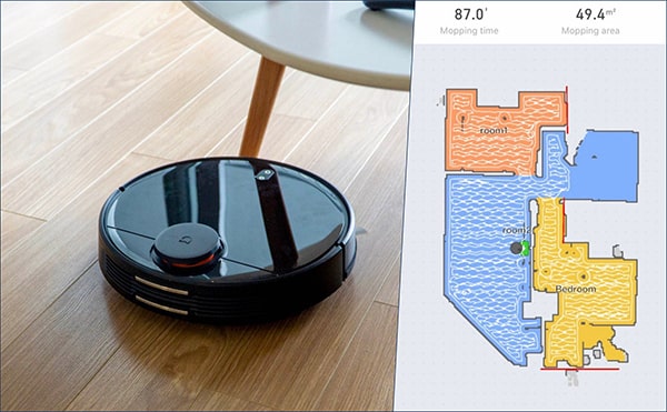 Robot hút bụi lau sàn Xiaomi Mijia Gen 2 - 2019 màu đen - STYTJ02YM/XIAOMI MIJIA 1T ( lực hút 3000Pa, pin 5200mAh, làm sạch 240m2)