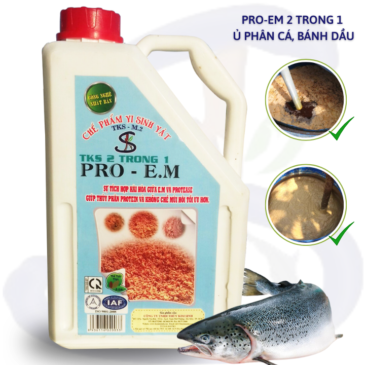 Men Vi Sinh Ủ Phân Cá, Phân Bánh Dầu Làm Phân Hữu Cơ PRO E.M 2 TRONG 1 Can 2 Lít