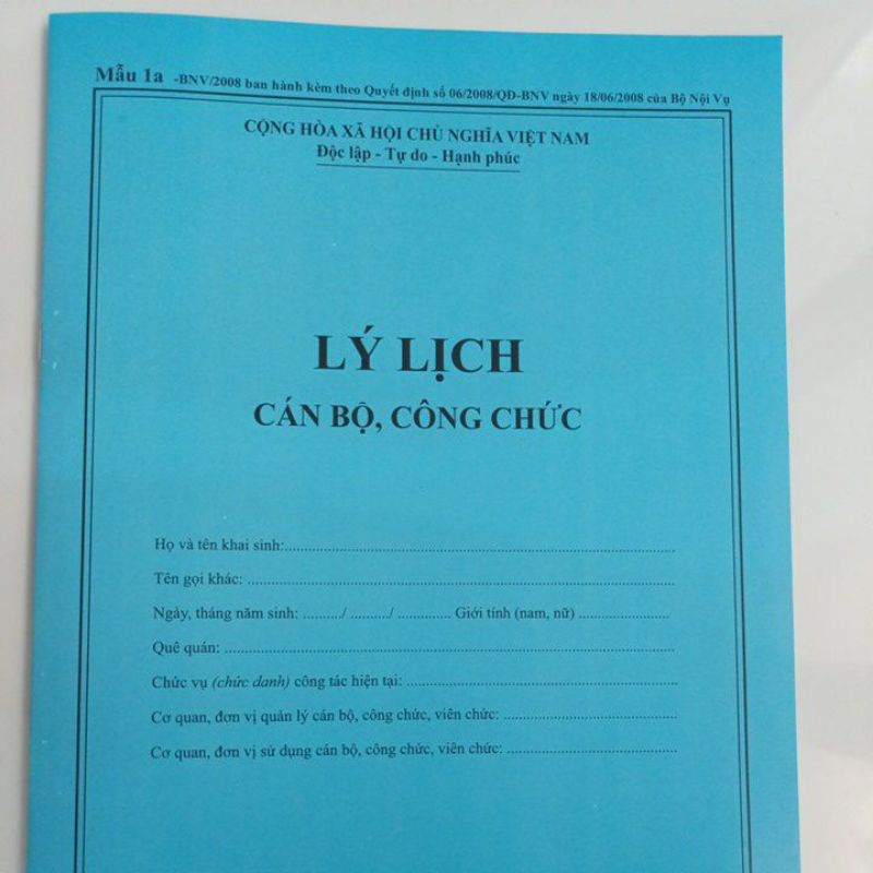 Lý lịch cán bộ công chức (3 quyển)