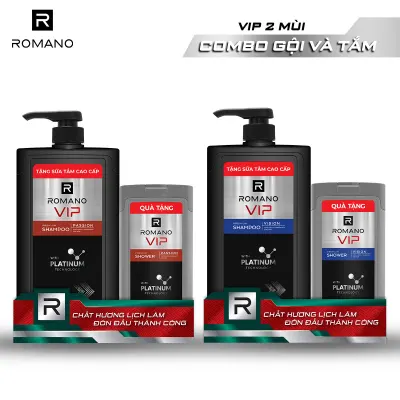 Dầu gội Romano Vip 650g + Sữa tắm Romano Vip 150g Passion/Vision