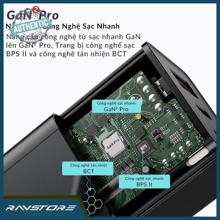 [HÀNG CHÍNH HÃNG] Củ Sạc Nhanh Baseus 65W GaN 2 Pro - Sạc iphone, samsung, macbook- [Bảo hành 6 tháng]