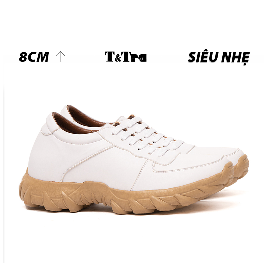 Giày Đế Cao Nam T&TRA T150 Trắng cao 8CM