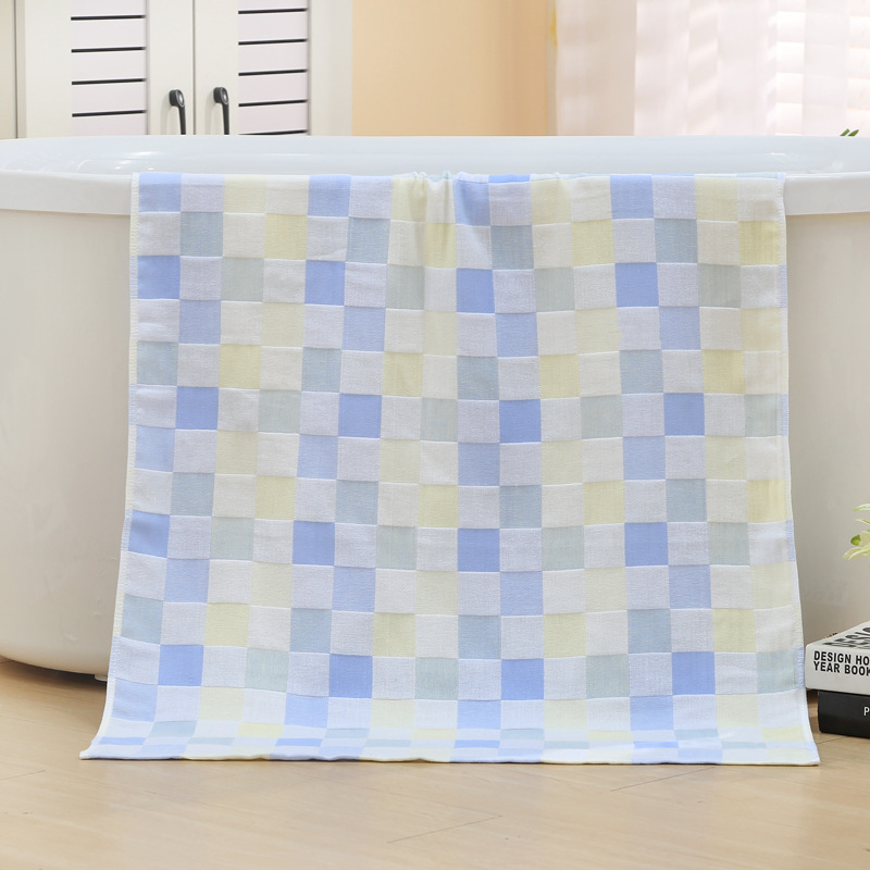 Khăn tắm caro cho bé vải cotton nguyên chất 2 lớp nhanh khô, thoáng khí mềm mại kt: 70*140cm