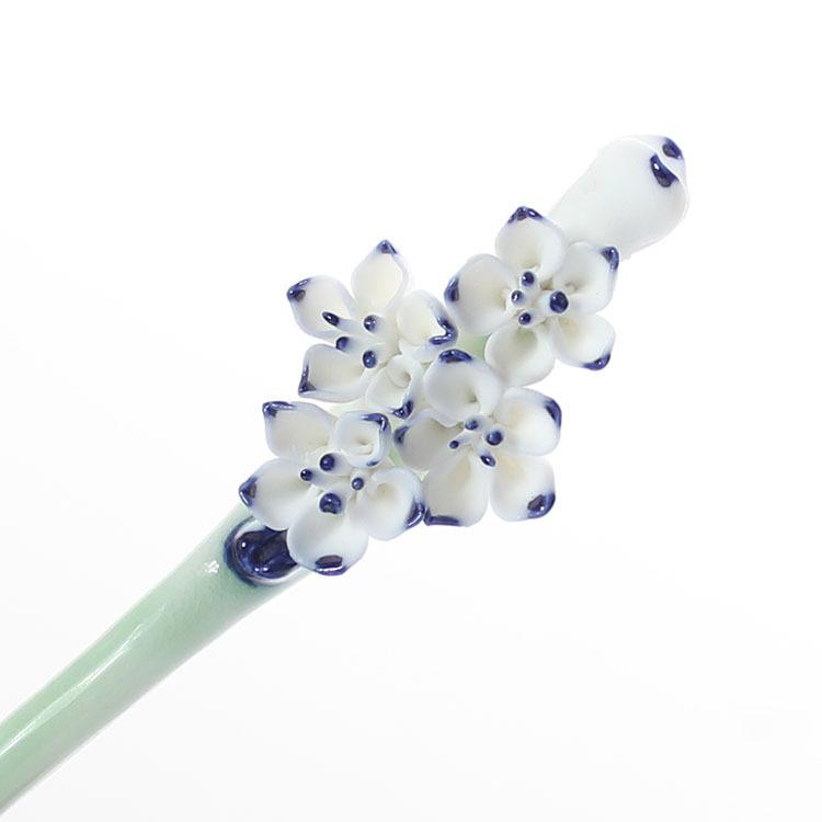 Trâm gốm cổ trang gắn hoa trâm cài tóc nữ phong cách cổ trang trung quốc