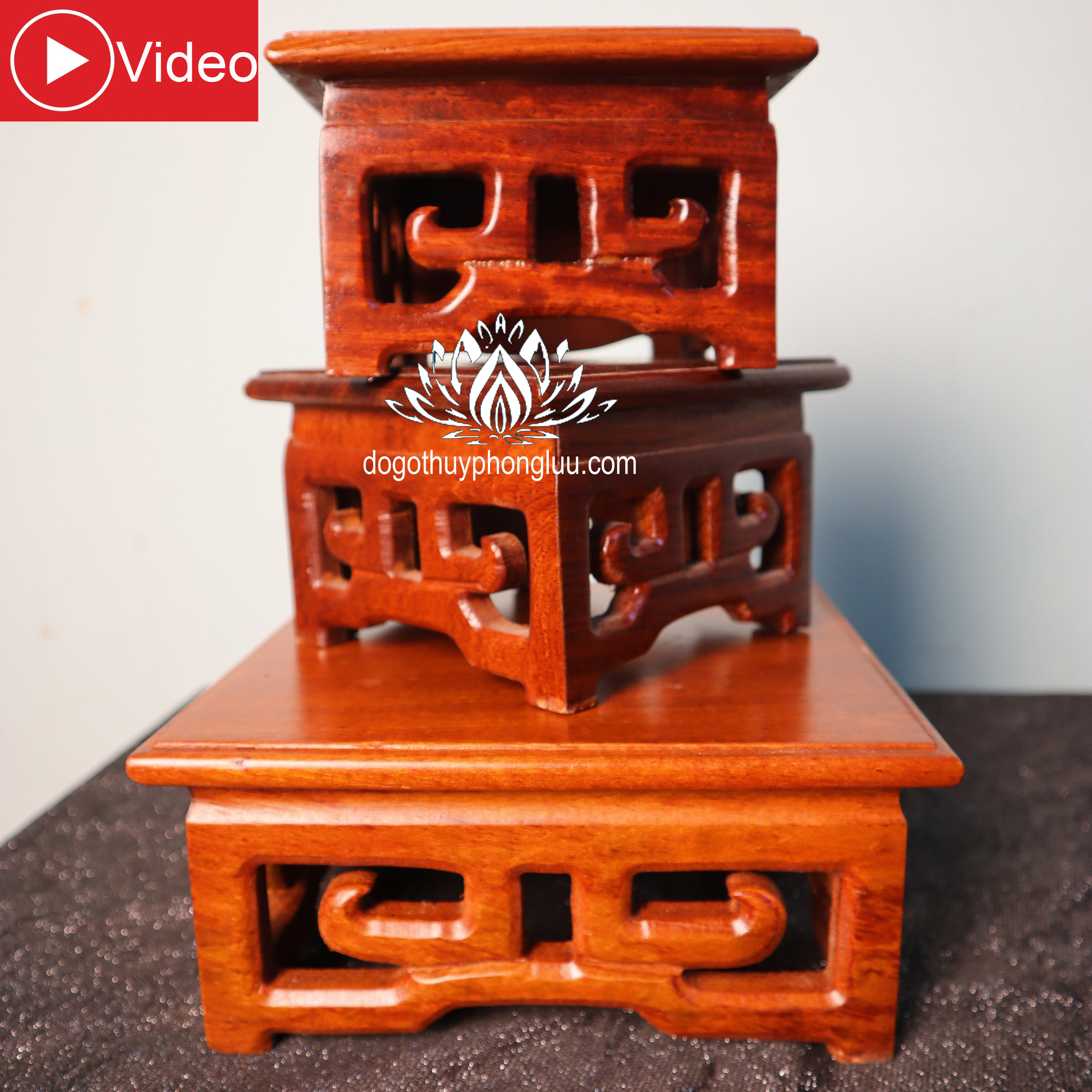 Kỷ ba lỗ gỗ hương,đôn gỗ nhất sơn cao 8 mặt vuông 12 đến 22cm