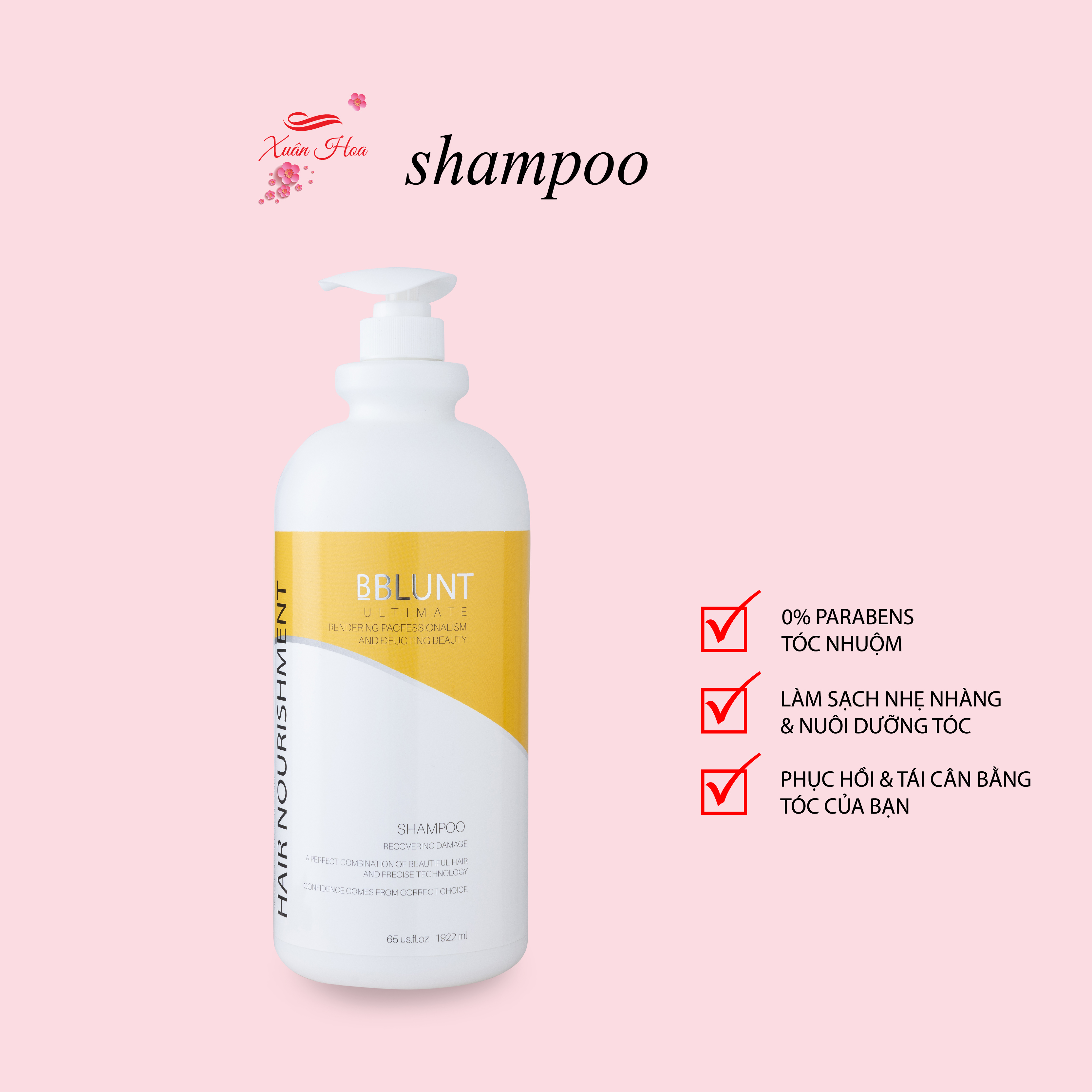 Dầu Gội & Dầu Xả Chăm Sóc Tóc Chuẩn Salon Bblunt Keratin 2000 ml