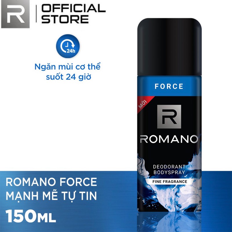 [HCM]Xịt khử mùi toàn thân Romano Force 150ml