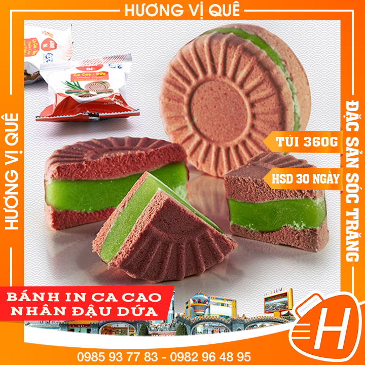 BÁNH IN CACAO NHÂN ĐẬU DỨA TÂN HUÊ VIÊN - TÚI 400grGR (4Cái)