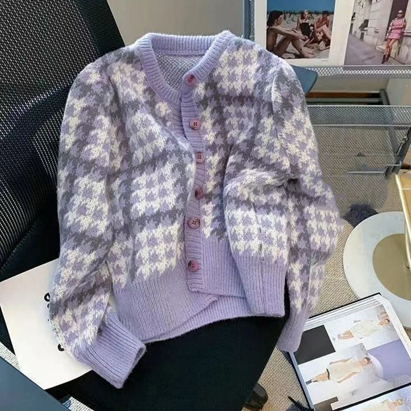 Áo khoác cardigan, áo len nữ dệt kim, họa tiết độc đáo Z13