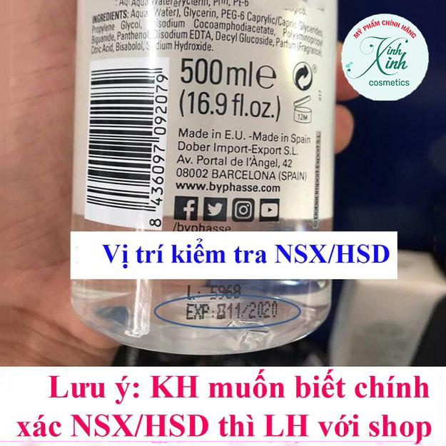 Nước tẩy trang BYPHASSE solution micellaire face 500ml