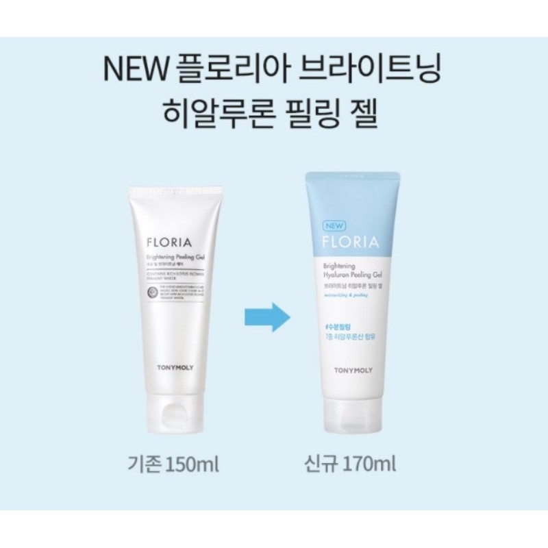 Tẩy da chết trắng (sáng) da, dưỡng ẩm Tonymoly 𝐅𝐥𝐨𝐫𝐢𝐚 𝐁𝐫𝐢𝐠𝐡𝐭𝐞𝐧𝐢𝐧𝐠 Hyaluron 𝐏𝐞𝐞𝐥𝐢𝐧𝐠 𝐆𝐞𝐥 (mẫu mới)